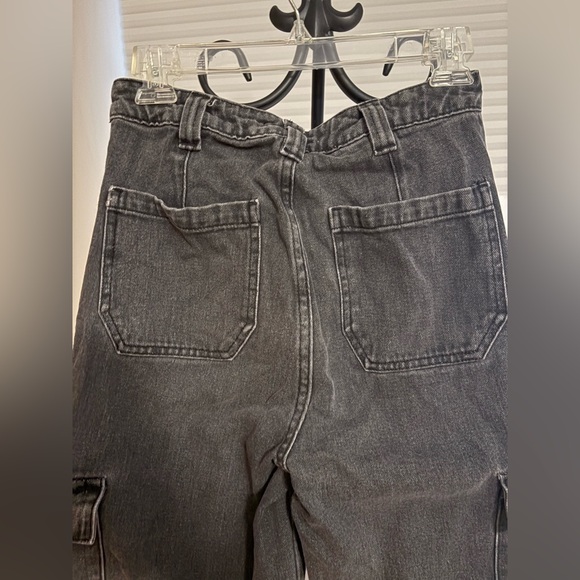 PACSUN Black Wash Wide Leg Cargo 90’s Jogger Boyfriend Relaxed Fit Jeans Size 26 - Picture 10 of 10